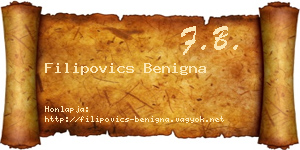 Filipovics Benigna névjegykártya